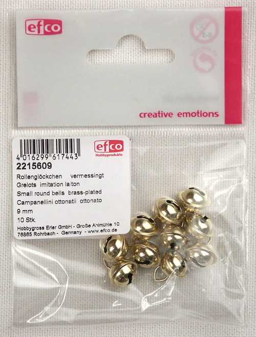 Бубенцы, цвет золотой, 9 мм  