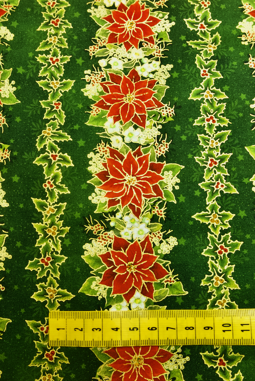 Ткань "Новогоднее настроение" гирлянды на зеленом 