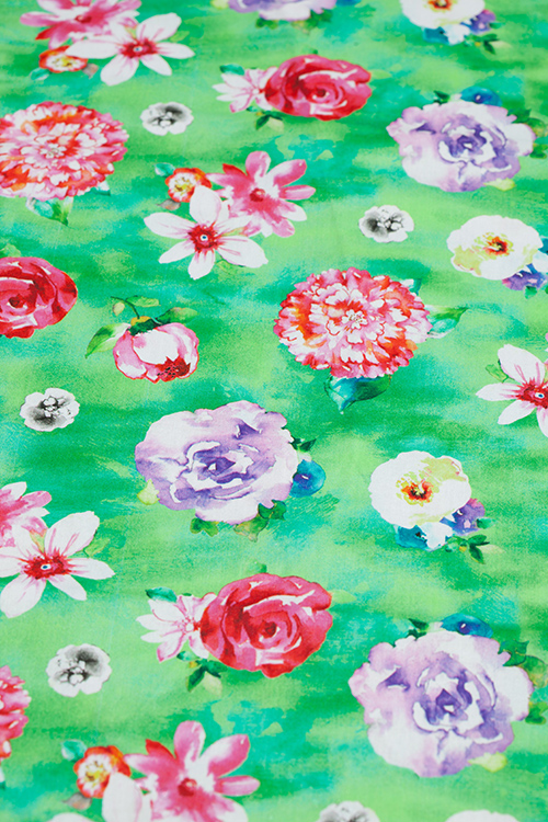 Ткань "Annabelle" цветы на зеленом 