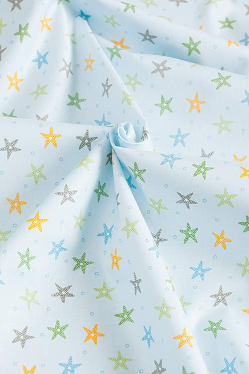 Ткань "Little Squirt" звезды на голубом 