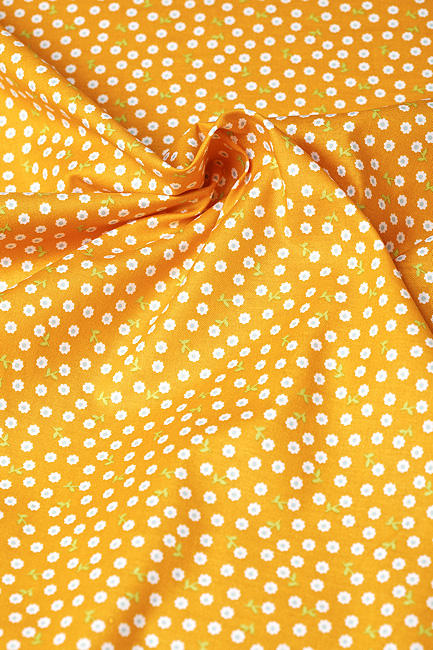 Ткань "Summer Song 2" цветочки на оранжевом 