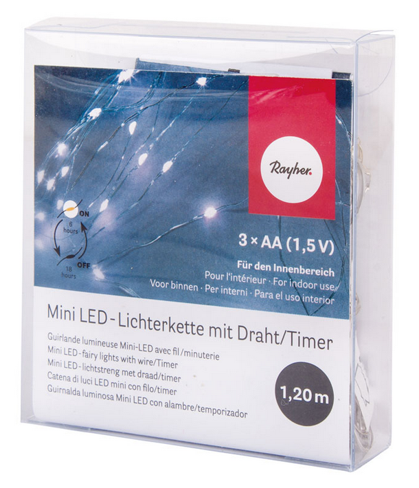 Гирлянда миниатюрная светодиодная с таймером, 10 мини-LED ламп 