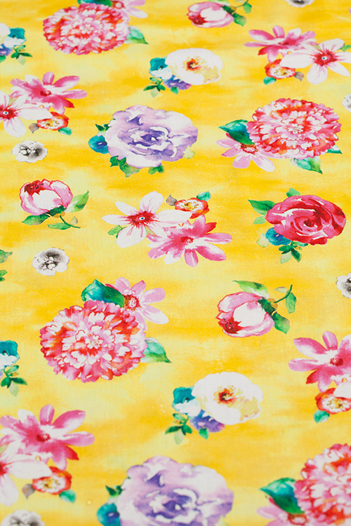 Ткань "Annabelle" цветы на желтом 