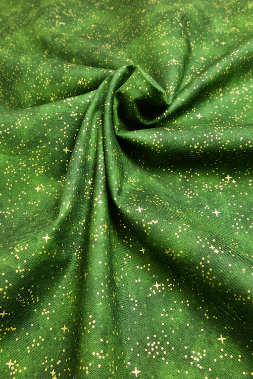 Ткань "Новогоднее настроение" звездочки на зеленом 