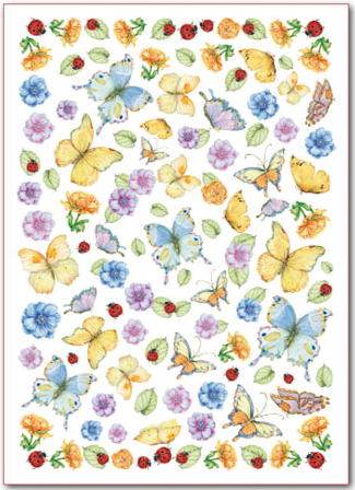 Полотно войлочное с напечатанным рисунком "Цветы и бабочки" 