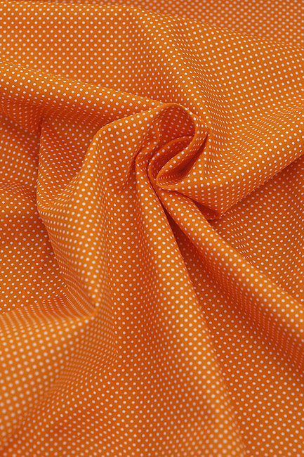 Ткань поплин "Горошек на оранжевом" 