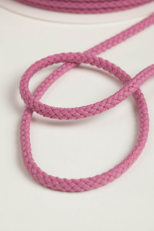 Шнур хлопковый розово-сиреневый, шир. 5 мм 